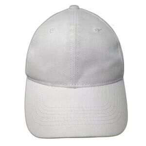 George White Baseball Cap Hat OS Adjustable Plain Strapback Solid Color Curved